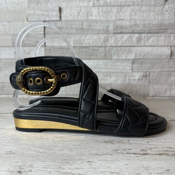 KURT GEIGER Mayfair Black Quilted Leather Ankle Strap SANDALS Black NEW Size 36 - Picture 2 of 13